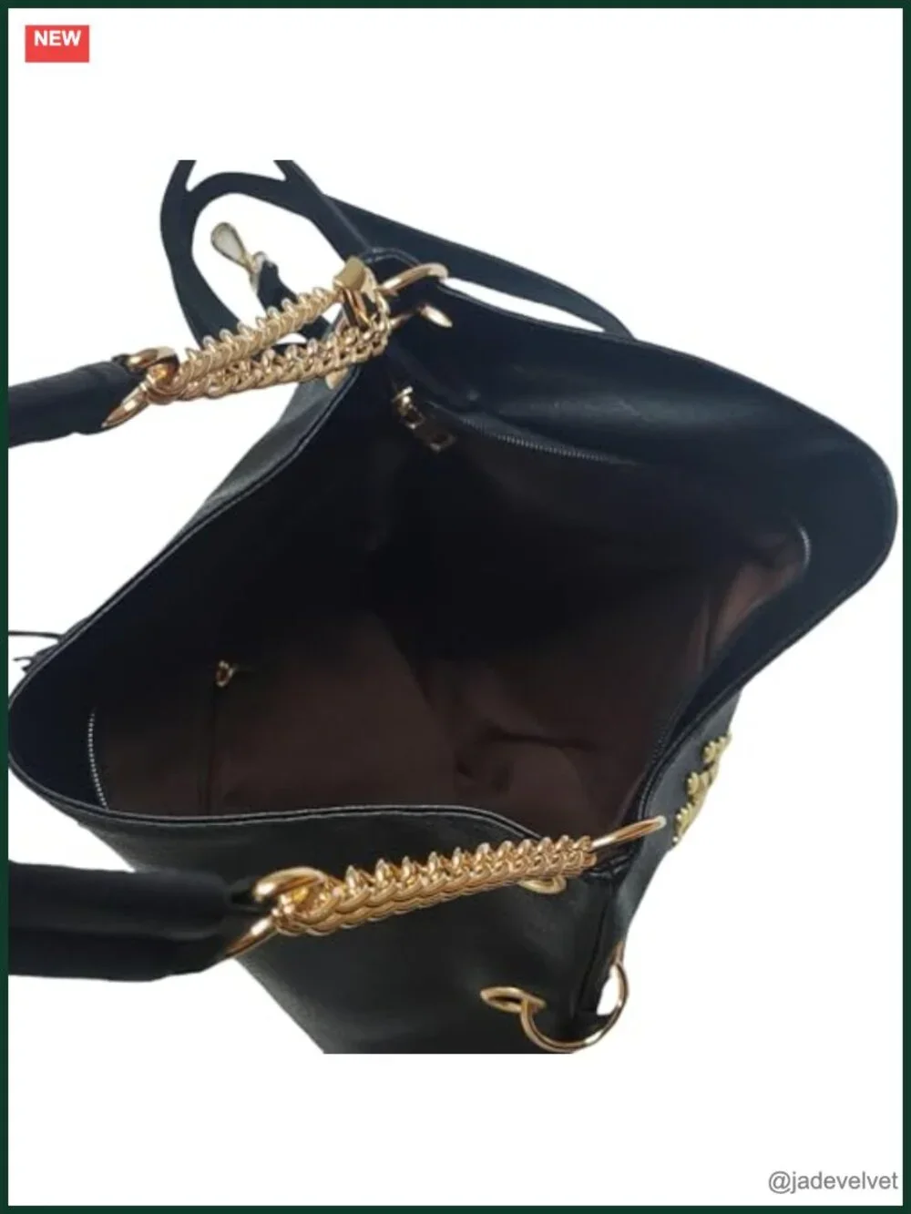 Large Faux Leather Fringe Hobo Bag with Studded Rivets